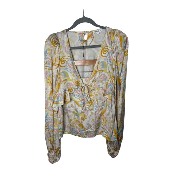 For Love & Lemons Pink and Yellow Two Piece Set- Blouse and Mini Skirt Sz Med - Picture 1 of 7